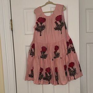 Pink Chicken Blush Dress with Floral Accents